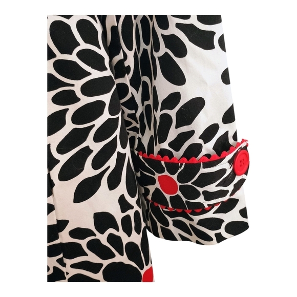 Jennifer Reale Design Long black Red Floral Retro Fabric Blazer Jacket Small - Picture 3 of 9